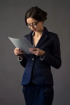 Businesswoman  with documents Stock Photos