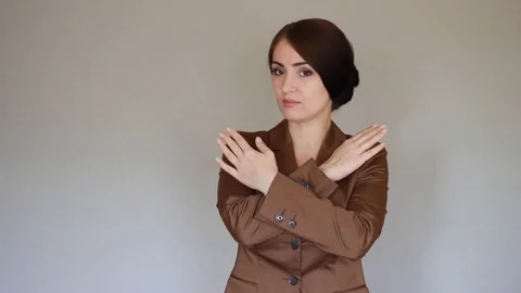 Businesswoman Gesture with your hands Disagreement, no, Negative. Young woman. Stock Footage