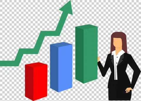 Businesswoman with graphic chart, presentation Stock-Illustration
