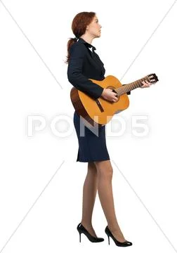 Businesswoman with guitar Stock Photos