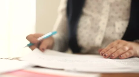 Businesswoman hands checking documents Stock Footage 68982884