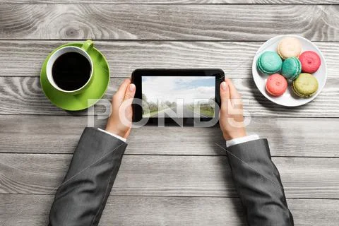 Businesswoman having coffee break Stock Photos