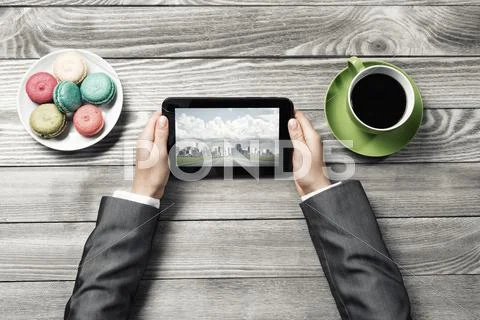 Businesswoman having coffee break Stock Photos