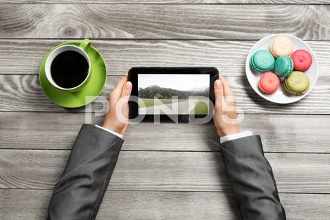 Businesswoman having coffee break Stock Photos