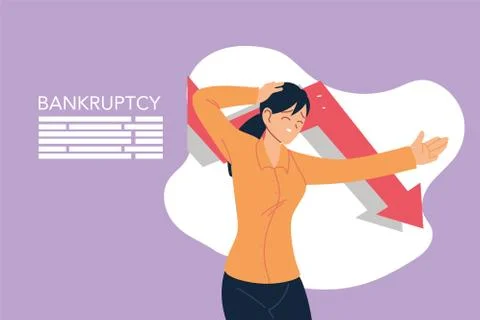 Businesswoman with headache and decrease arrow vector design Stock Illustration