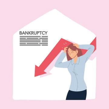 Businesswoman with headache and decrease arrow vector design Stock Illustration