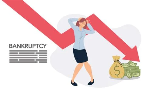 Businesswoman with headache decrease arrow and money vector design Illustrazione stock