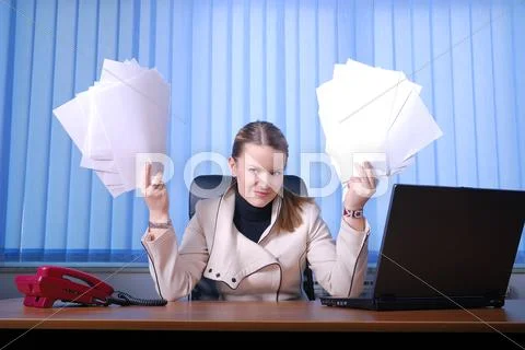 .businesswoman holding empty documents Stock Photos