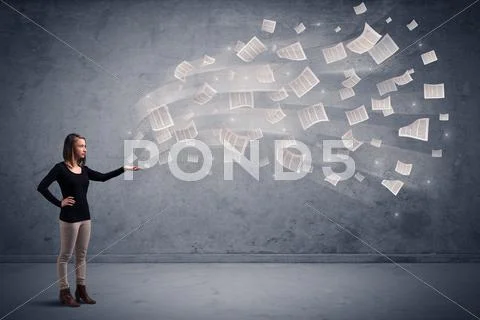 Businesswoman holding newspapers Stock Photos