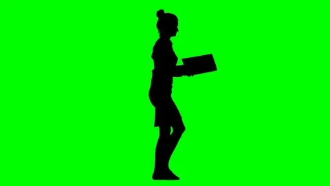 Businesswoman Looking at Documents While Walking Green Screen Silhouette Stock Footage 126010790