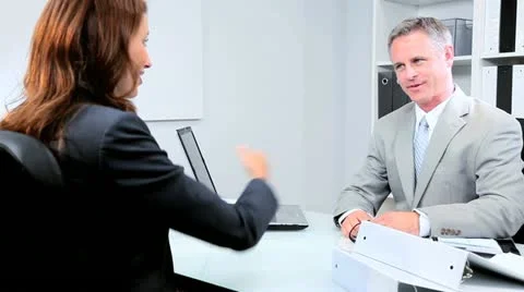 Businesswoman Meeting Bank Official Stock Footage