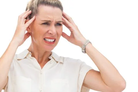 Businesswoman with painful migraine Stock Photos