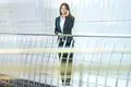 The businesswoman phone on the office balcony Photo