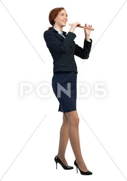 Businesswoman play fife Stock Photos