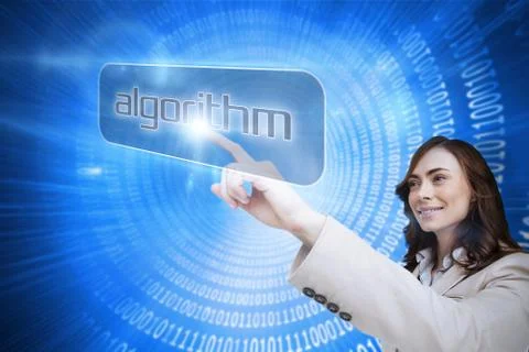 Businesswoman pointing to word algorithm Stock Illustration