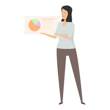Businesswoman presenting data analysis using pie chart illustration Illustrazione stock