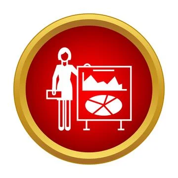 Businesswoman presenting data analytics on whiteboard icon Stock Illustration