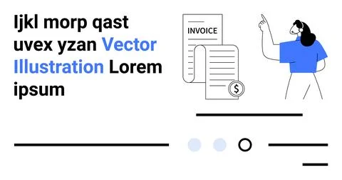 Businesswoman Presenting Invoice with Text Elements in Modern Layout Design イラスト素材
