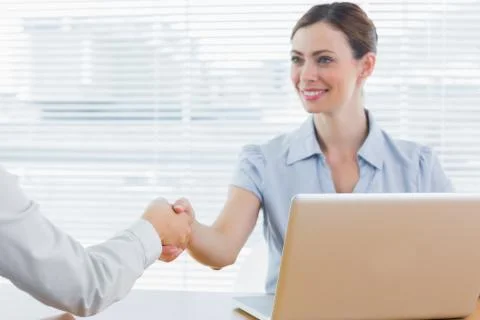Businesswoman shaking hands with colleague Stock Photos