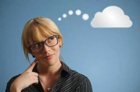 Businesswoman thinking cloud or computing Stock Illustration