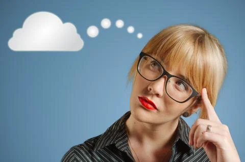 Businesswoman thinking cloud or computing Stock Illustration