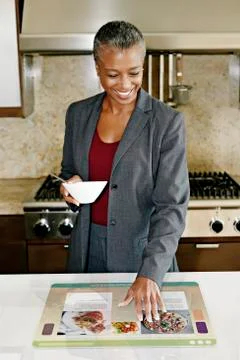 Businesswoman using computer in table 스톡 사진