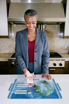Businesswoman using computer in table 写真素材