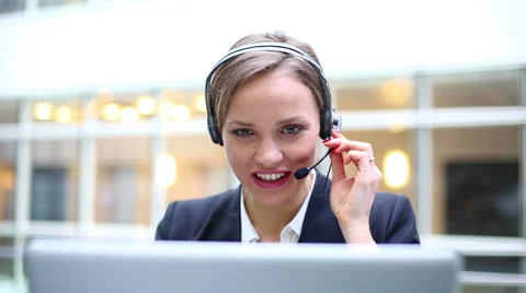 Businesswoman using a headset Stock Footage 56149094