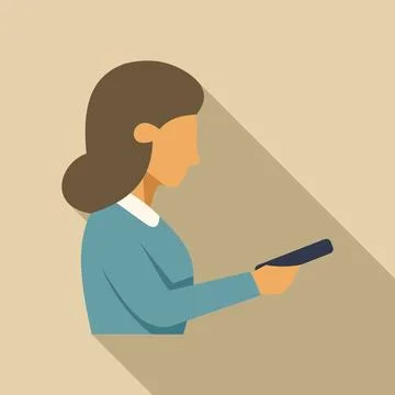 Businesswoman using remote control, side view, flat design with long shadow イラスト素材