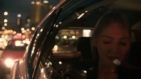 Businesswoman Using a Tablet Computer in the Traffic Jam Stock Footage 84771226