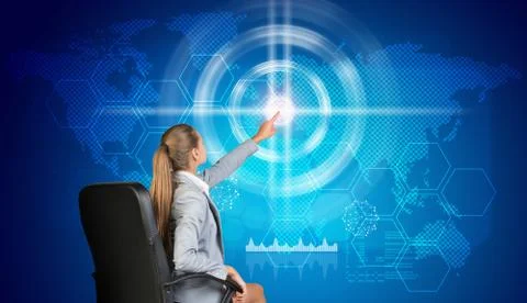 Businesswoman using virtual interface Stock Photos