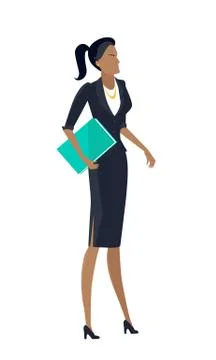 Businesswoman Vector Illustration in Flat Design 스톡 일러스트