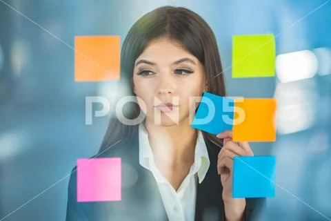 The businesswoman work with notes Stock Photos