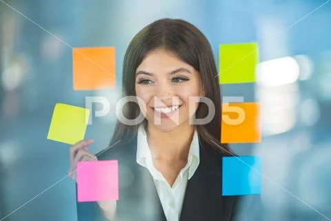 The businesswoman work with notes Stock Photos