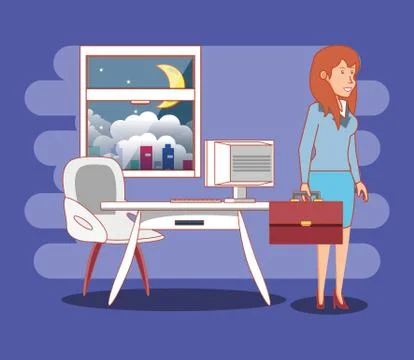 Businesswoman with work time elements Stock Illustration