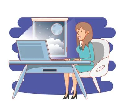 Businesswoman with work time elements イラスト素材