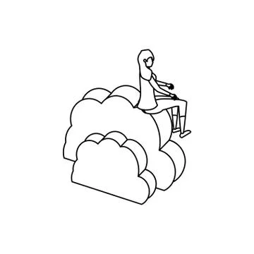 Businesswoman worker with cloud computing Stock Illustration