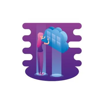 Businesswoman worker with cloud computing Stock-Illustration
