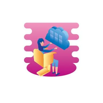 Businesswoman worker with cloud computing Stock Illustration