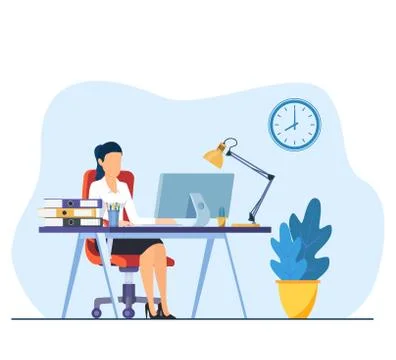 Businesswoman working on computer Stock Illustration