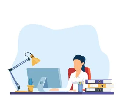 Businesswoman working on computer Stock Illustration