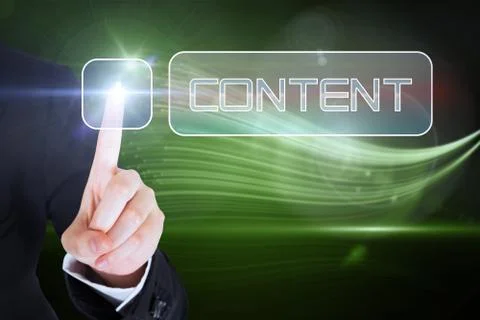 Businesswomans finger touching Content button Stock Illustration