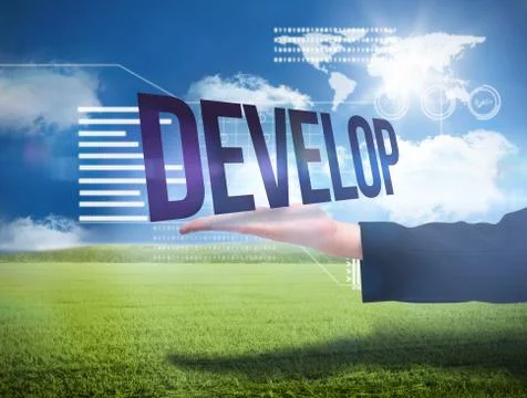 Businesswomans hand presenting the word develop イラスト素材