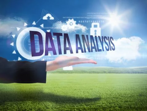 Businesswomans hand presenting the words data analysis Stock Illustration