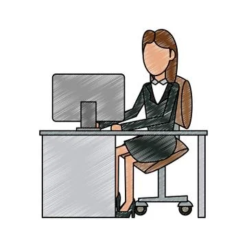 Businesswomans at office scribble Stock Illustration