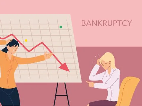 Businesswomen with headache and decrease arrow on board vector design Illustrazione stock