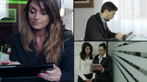 Businesswomen using tablet computer Video stock 34282163
