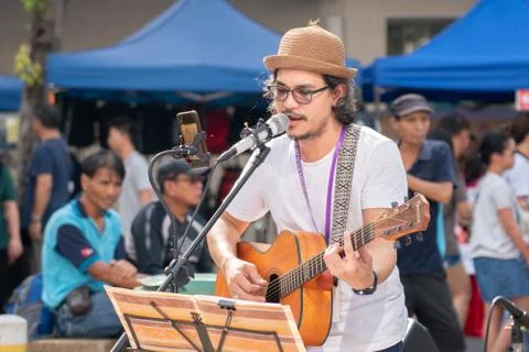 Busker performance 库存照片