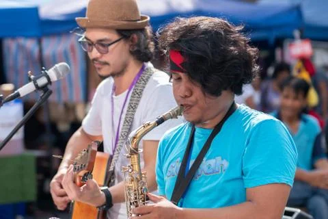 Buskers performance Stock Photos