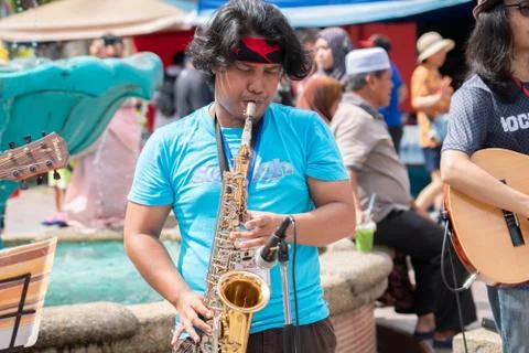 Buskers performance Stock Photos